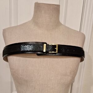 Tre Vero Black Non Leather Upper Split Leather lining Belt with Gold Buc…